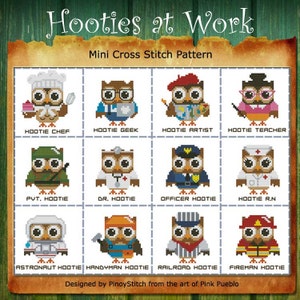 Hooties at Work  Mini Collection Cross Stitch PDF Chart
