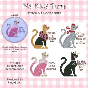 Stitch and a Hoop Pattern Ms. Kitty Purrs  Collection Cross Stitch PDF