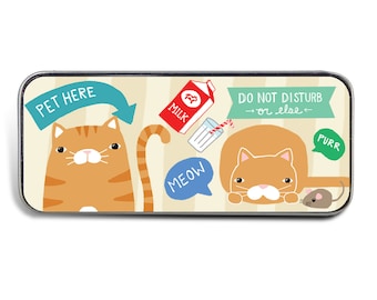 Magnetic Sewing Needle Case Needle Slider Case Cute Cats Pet Here Needles