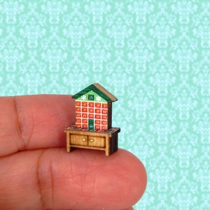 1/144 Scale Dollhouse Miniature Christmas Advent Calendar House on a Table Fully Assembled Furniture Display