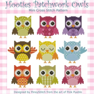 Hooties Patchwork Owls Collection Cross Stitch PDF Chart