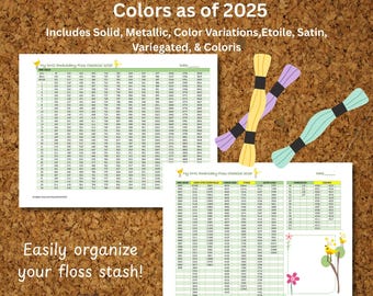 DMC Floss Checklist PDF 2025 | Embroidery Thread Inventory Form | Solid, Light Effects, Variations, Satin, Variegated, Coloris, & Etoile