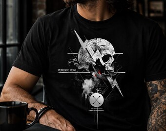 Memento Mori Skull Shirt | Modern Stoic Tee | Gothic Philosophy Apparel | Corvus Grey