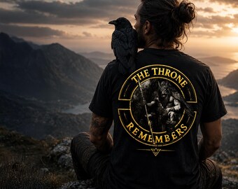 The Throne Remembers | Norse King Shirt | Viking Apparel | Mythology Streetwear | Gothic Streetwear | Corvus Grey