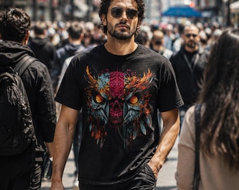 The Veil T-Shirt | Gothic Skull Tee | Mythology Shirt | Streetwear Graphic Tee | Corvus Grey | Dark Art Apparel | Horror Illustration