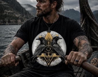 Huginn & Muninn Shirt | Odin Ravens Tee | Norse Mythology | Viking Raven | Gothic Streetwear | Corvus Grey