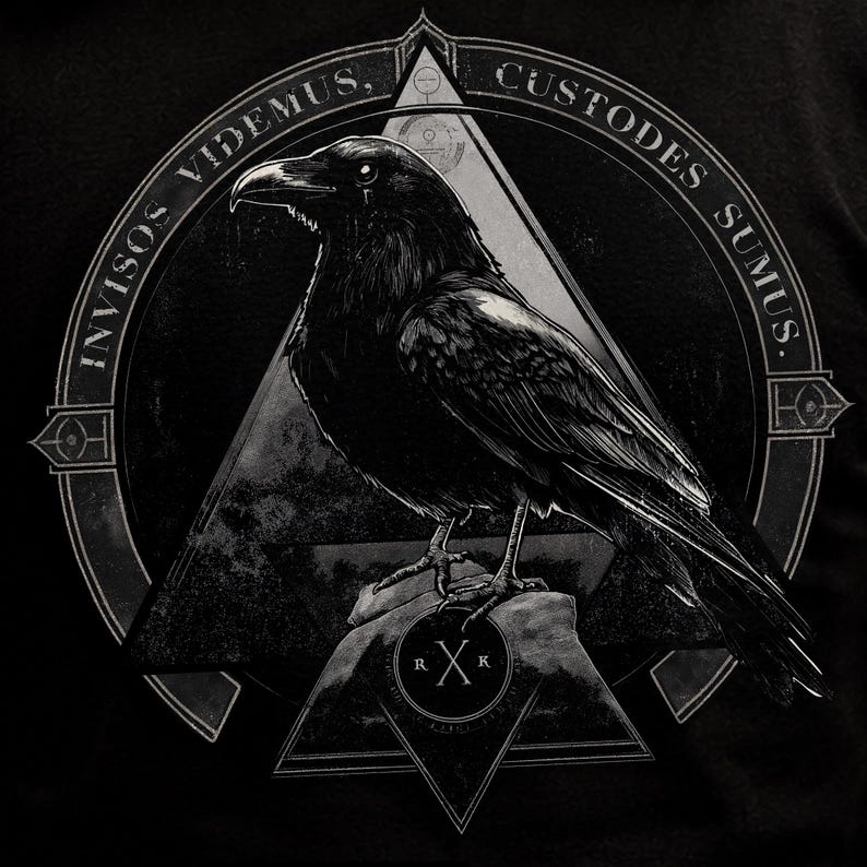 Custodes Sumus Raven Tee | Gothic Raven Shirt | Dark Academia Apparel | Crow Graphic Tee image 1