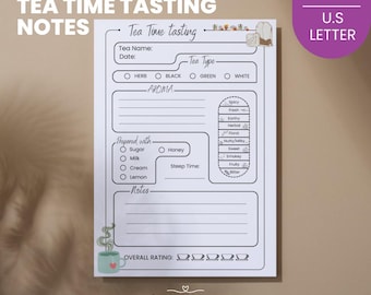 Tea Tasting Notes Printable: Tea Journal & Tracker (Digital Download)