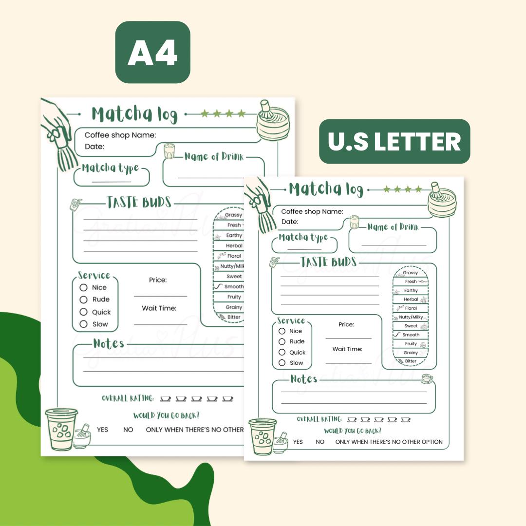 Matcha Tasting Log Printable | Matcha Journal Page | Matcha Latte ...