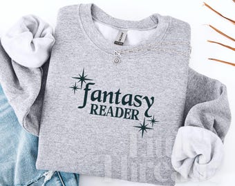 Fantasy Reader Embroidered Crewneck Sweatshirt – Perfect for Book Lovers