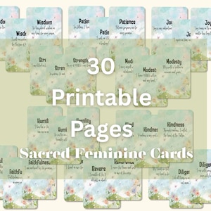 Tarjetas de meditación de rasgos sagrados / Afirmaciones devocionales de Yeshuah / Restauración de la energía femenina / Guiones y escrituras guiadas / Imprimibles