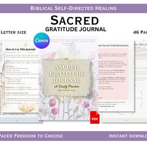 Sacred Gratitude 30-Day Devotional | ISR Scripture | Self-Care Prompts | Mood Tracker | Printable 8.5x11 | Faith & Intention Journal