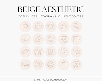 30 Business Instagram Highlight Covers, Beige and Brown Aesthetic Highlight Icons, Highlight Covers for Online Store, Ecommerce, Skincare
