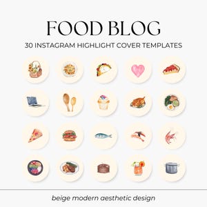 Food Highlight Covers, Aquarell Highlight Covers für Food Blog, IG Story Covers für RezeptAutor, Koch, Restaurant, Feinschmecker