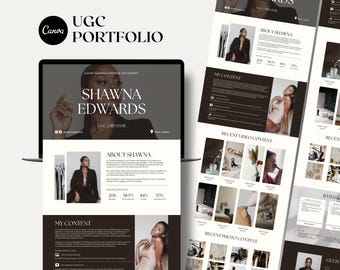 UGC Portfolio Canva Template, Editable UGC Website & Media Kit, Elegant Minimalist Design, Content Creator Portfolio, Instant Download