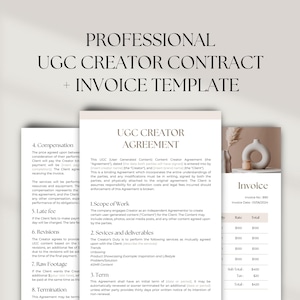 UGC Creator Contract, UGC Contract Template, Professional UGC Creator Agreement, ugc invoice, Influencer, Content Creator Contract