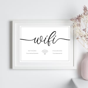 WIFI Sign Template, Wifi Password Sign Printable, Editable Wifi Password Sign for Airbnb, Instant Download, Wifi Template ~ 2x3, 5x7, 8x10