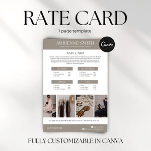 Modelo de cartão de tarifas UGC, modelo de cartão de tarifas de influenciador editável do Canva, planilha de preços para criadores de conteúdo, modelo de planilha de preços moderno