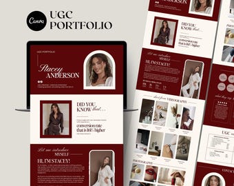 Burgundy UGC Portfolio Canva Website Template, Modern Elegant UGC Website Portfolio
