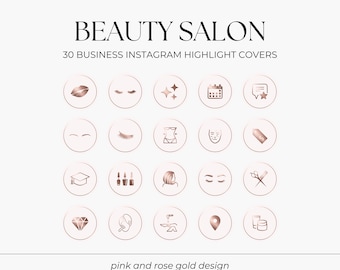 30 Instagram Highlight Covers for Beauty Salon, Hellrosa und Roségold - Perfekt für Kosmetikerin, Wimpern, Brauen Meister