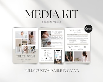 Kit de mídia de influenciador Modelo Canva, Kit de mídia para criador de conteúdo do Instagram e TikTok, Kit de imprensa de 3 páginas, Kit de pitch, Kit de imprensa do Blogger