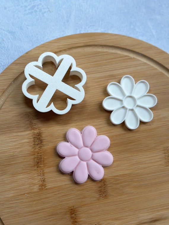 Daisy Flower Cookie Cutter & Embosser Set – 3D Printed
