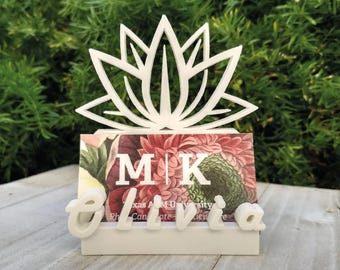 Personalized Lotus Business Card Holder: 3D Printed Yoga Decor
