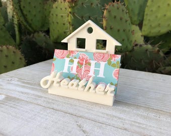 Realtor business card holder Personalized desk display 3d printed House gift for interior designer customized gift office decor white sold