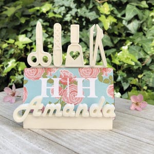 Tarjetero de escritorio personalizado para técnico de uñas, impreso en 3D, color blanco, regalo personalizado para salón de uñas, cosmetólogo, spa
