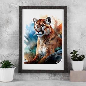 Mountain Lion Art Print | Cougar Wall Décor | Wilderness Conservation Wildlife Artwork