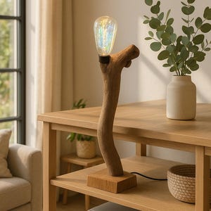 Lampe en bois, lampe d'appoint, lampe en bois flotté, lampe faite main, décoration d'intérieur, cadeau unique, éclairage artisanal, éclairage de maison, style rustique