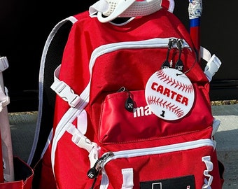Baseball Bag Name Tag  personalized Sports bag Keychain