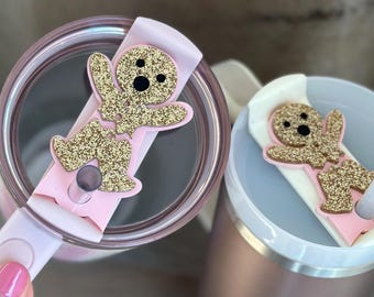 Pink Gingerbread Tumbler Topper for 40 oz cup Glitter Name Plate