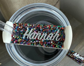 NEW Name Plate Tumbler Topper for 40 oz Fun Chunky Confetti Sparkle Metallic Glitter Mix gift for Coworker Girls Teens Fits 20 30 40 cups