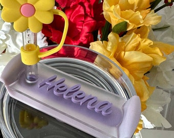 Personalized Lilac Purple 40 oz Tumbler Topper: Custom Name Plate for Mother’s Day