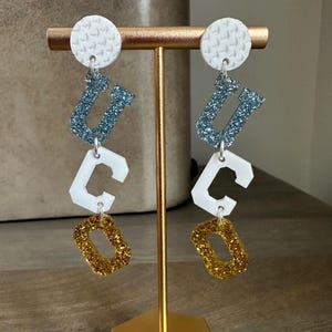 Custom Golf Earrings Personalized Team Name : School Spirit Varsity Letter Earrings