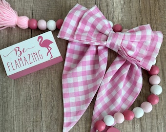 Pink Gingham Fabric Hair Bow Doll Movie Inspired Sailor Bow