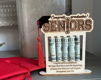 Personalized Senior Money Holder Stand with 5 slots for bills Gift for Class of 2024 2025