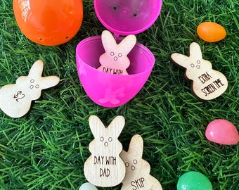 15 READY TO HIDE Easter Bunny Tokens for non Candy Egg Hunts Gift for  Kids Toddlers Wooden Activity Token made from Hard Wood