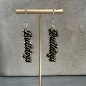Custom Bulldog Earrings: School Spirit Glitter Mascot Jewelry