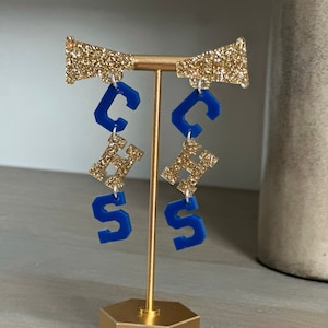 Custom Cheerleading Megaphone Earrings for High School Team Spirit Color Earrings for Cheer Mom Cheer Competition Coach Gift