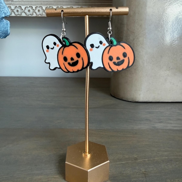 Handmade Ghost & Jack-o-Lantern Earrings: Spooky Fall Season Jewelry