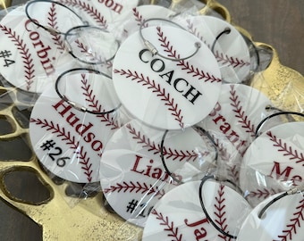 Personalized Team Order for 12 Baseball Bag Tag Keychain Gift For Boys Ornament for teen boy Baseball MOM FREE COACH Luggage Tag