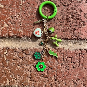 Green Bag Charm / Purse Charm / Keychain Keyring / Backpack Charm