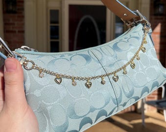 Gold Hearts and Tiny Sun Bursts Bag Chain / Purse Chain / Backpack Chain