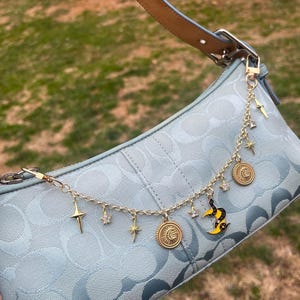 Cadena para bolso / cadena para cartera / cadena para mochila con luna creciente dorada, serpiente y estrellas