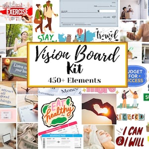 2025 Vision Board Manifest Dream Life Printable PDF Inspiring Quotes Self-Care Positive Affirmations Law of Attraction Goal Setting Abundant