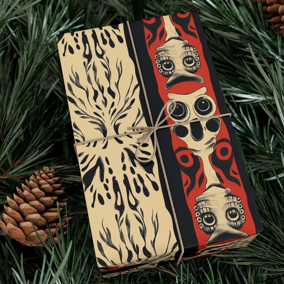 Abstract Fooled Sci Fi FOOL RORSCHACH Ink Blot Gift Wrapping Paper Surreal Psychedelic ...