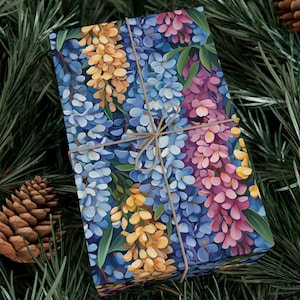 Floral Wisteria Wrapping Paper, Springtime Birthday, Anniversary, Baby Shower Gift Wrap, Wisteria Wedding
