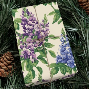 Wisteria Wrapping Paper, Lilac Lavender Floral Botanical Gift Wrap, Garden Baby Shower, Garden Wedding, Garden Birthday